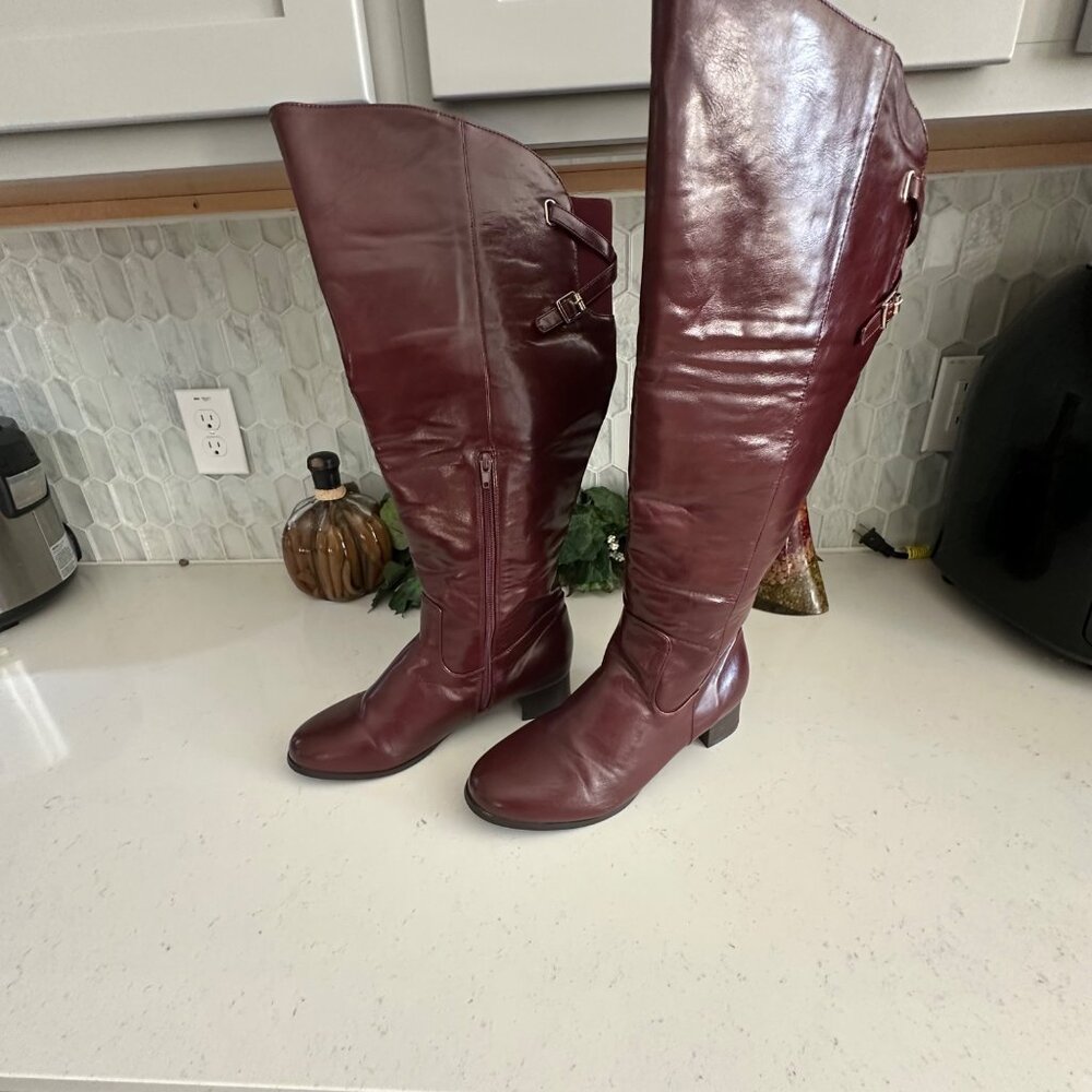 Boston Design Tall Wine Knee-High Boots 95M All Man Made Material